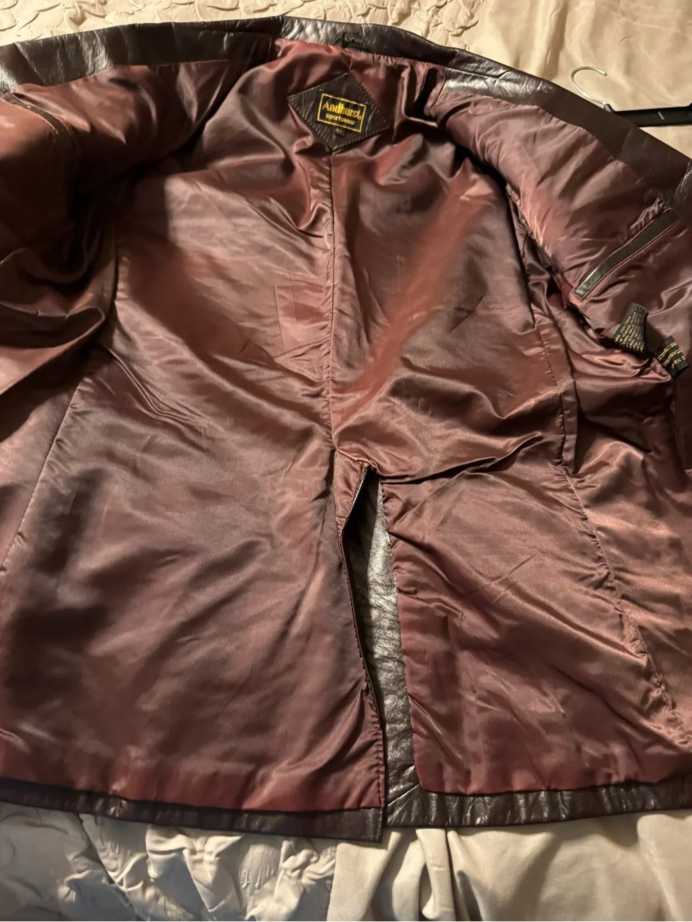 Vintage Andhurst Men's Brown Leather Blazer Jacket Lined Button Closure Size 42